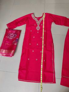 pink Embroidered Kurta Set