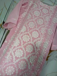 Pink Embroidered Kurta and dupatta