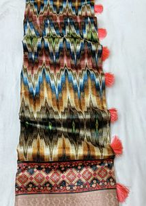 Patterned Saree with Tassels