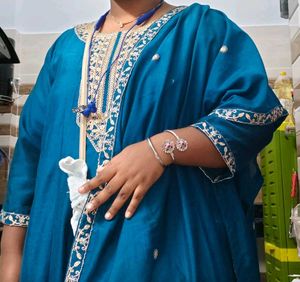 Teal Embellished Anarkali Kurta Set