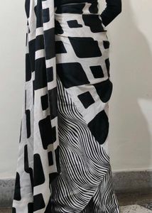 Black Satin Saree