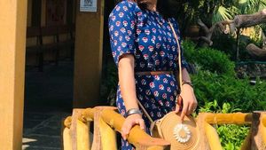 Indigo Blue Printed Maxi Dress Without Belt