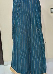 Teal &amp; Gold Embellished Gown Peacock Blue