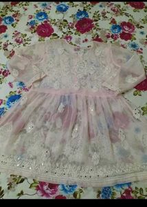 Georgette Chikenkari Pink Tunic