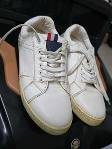 White Leather Casual Shoes