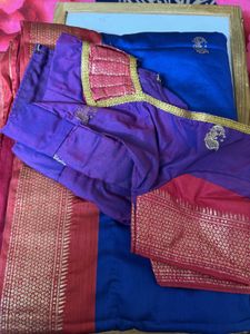Royal Blue Red Saree