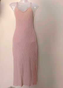 Ribbed V Neck Strappy Midaxi Dress