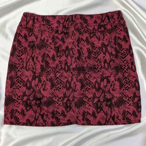 Snake Print Denim Skirt