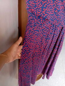 Blue &amp; Red Polka Dot Dress