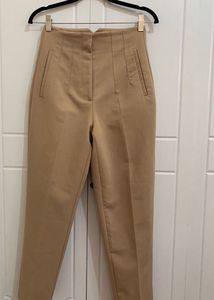 Zara Tan Beige High Waist Trousers