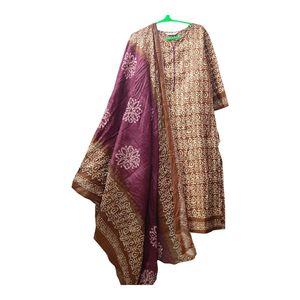 Brown & Purple Salwar Kameez Set