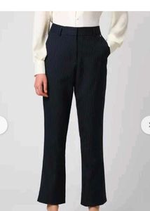 Striped mid rise bootcut formal trousers