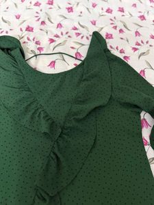 Green Polka Dot Ruffle Top
