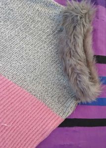 Stylish Pink &amp; Grey Poncho