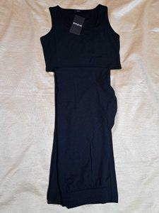 shein sleeveless ribbed Black ctop top &amp; Wide Leg