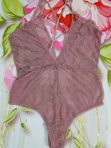 (483)Mauve Lace Bodysuit