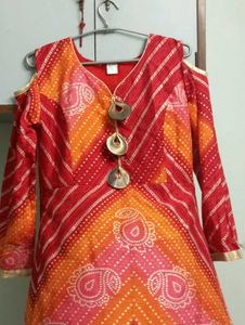 Vibrant Bandhani-Print Gown