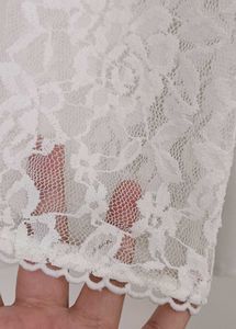 White Satin Dress With Lace Sleeves