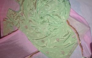 Creap Silk Green Suit+Dupatta