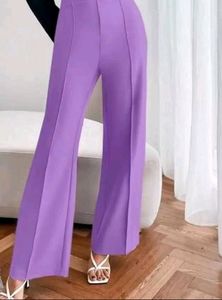 Women Polyester Blend Solid Trousers