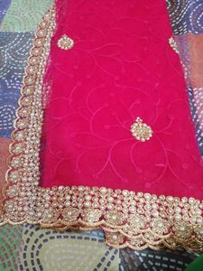 Jivika Pink Refined Net Saree