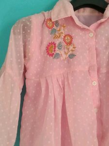 Pink Floral Embroidered Top