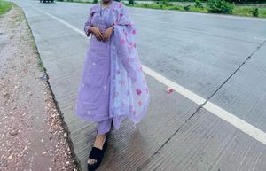 Lilac Embroidered Salwar Kameez Set