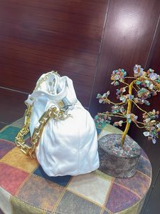 White Ruched Chain Bag