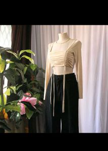 Trendy Beige Crop Top