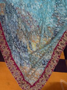 Elegant Blue Embellished Saree