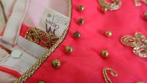 Embroidered Coral Long Gown