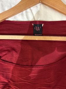 Vintage Maroon Textured Long Sleeve Top