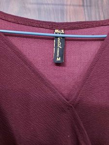 Burgundy Party wear dress (M)