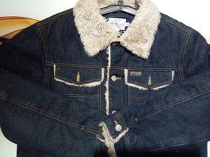 Denim Jacket with Shearling Collar
