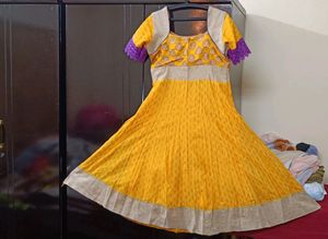 Yellow Nd Purple Combination Dress
