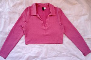 H&amp;m Ribbed Collared Top