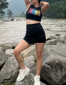 Women High Rise Black Skort