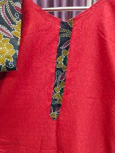 Red &amp; Black Batik Print Two-Piece Set