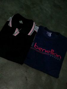 Black Polo Shirt with Striped Collar
