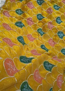 party wear gold crush saree