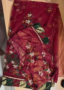 Floral Embroidered Net Fabric