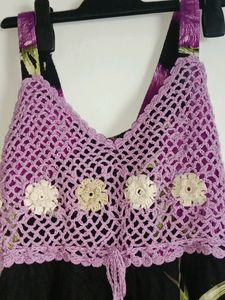 Sleeveless Purple Colour Frock Suit