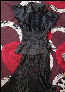 Vintage Black Blouse & Skirt Set
