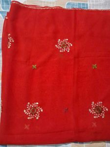 Red Embroidered Saree