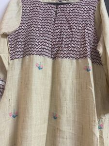 Summer Jute Kurti With Nice Detailing No Tag But Not Worn Due To Size Issue