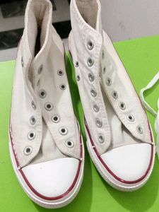 White High-Top Canvas Sneakers