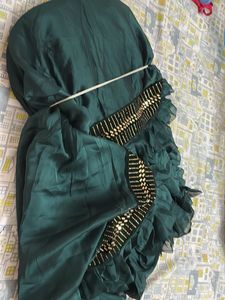 Ready To Wear Green Ruffle Saree