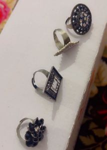 Black Flower Statement Ring