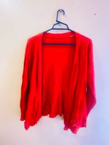 Red Knit Cardigan Shrug