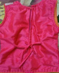Pink And Yellow Combination Silk Cotton Lehenga